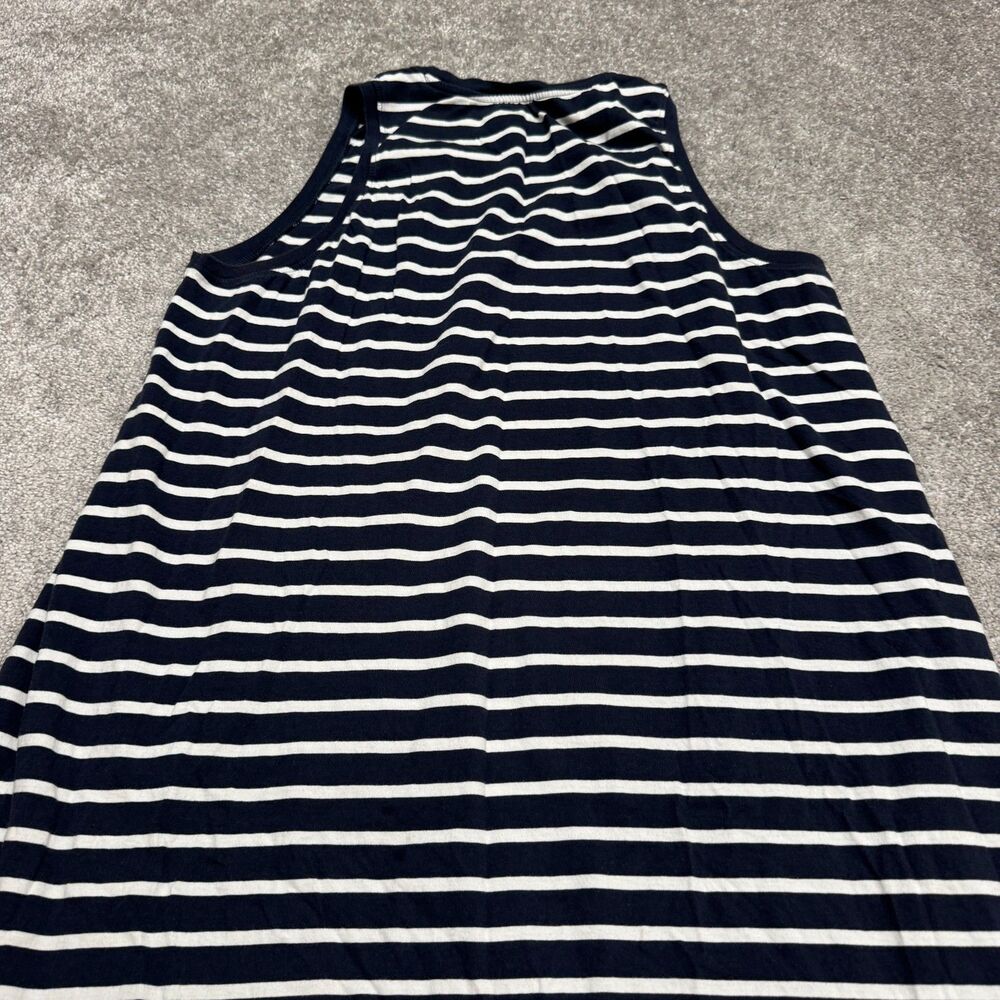 Pact Tank Maxi Dress Women XL Navy Blue White Striped Organic Cotton Side Slit - Picture 3 of 16